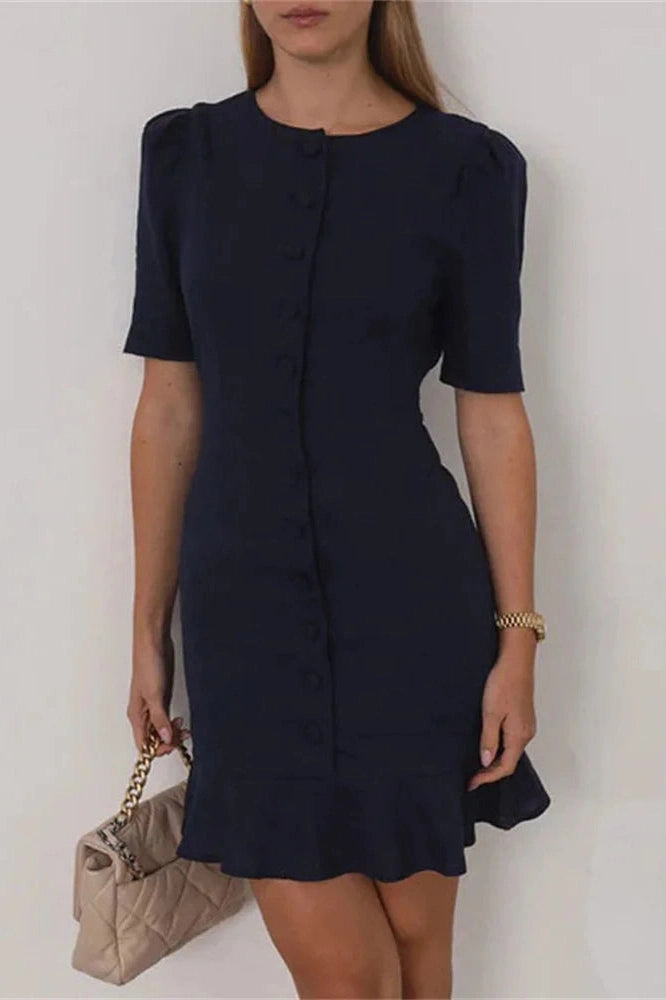 Glorol - Short Sleeve Patchwork Bodycon Mini Dress