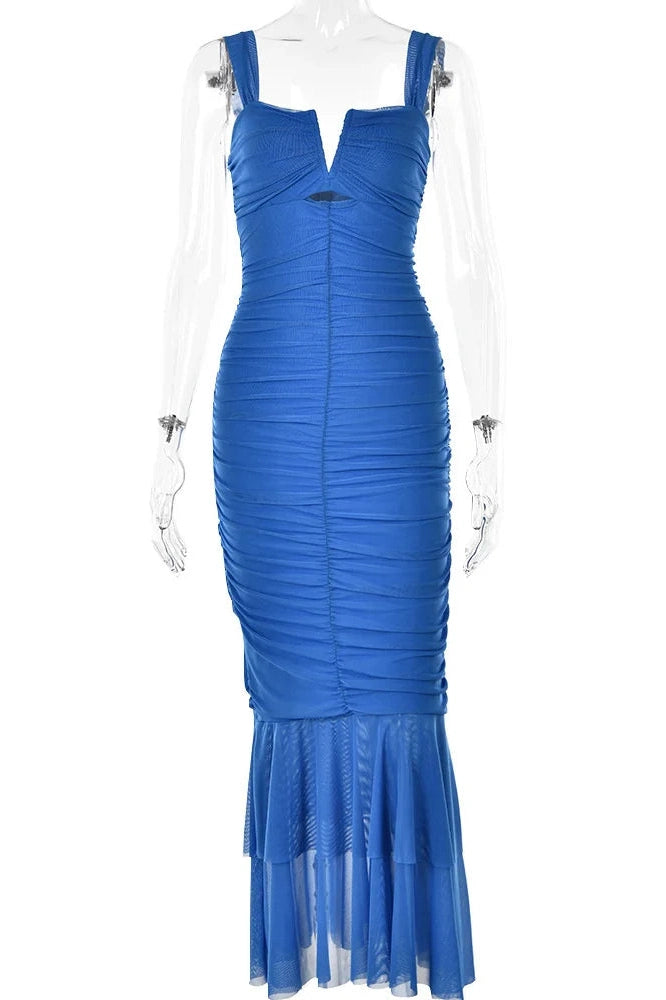 Glorol - Elegant Spaghetti Strap Sleeveless Backless Maxi Dress