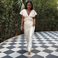 Glorol - Printed V-Neck Sleeveless High Waisted Maxi Dress