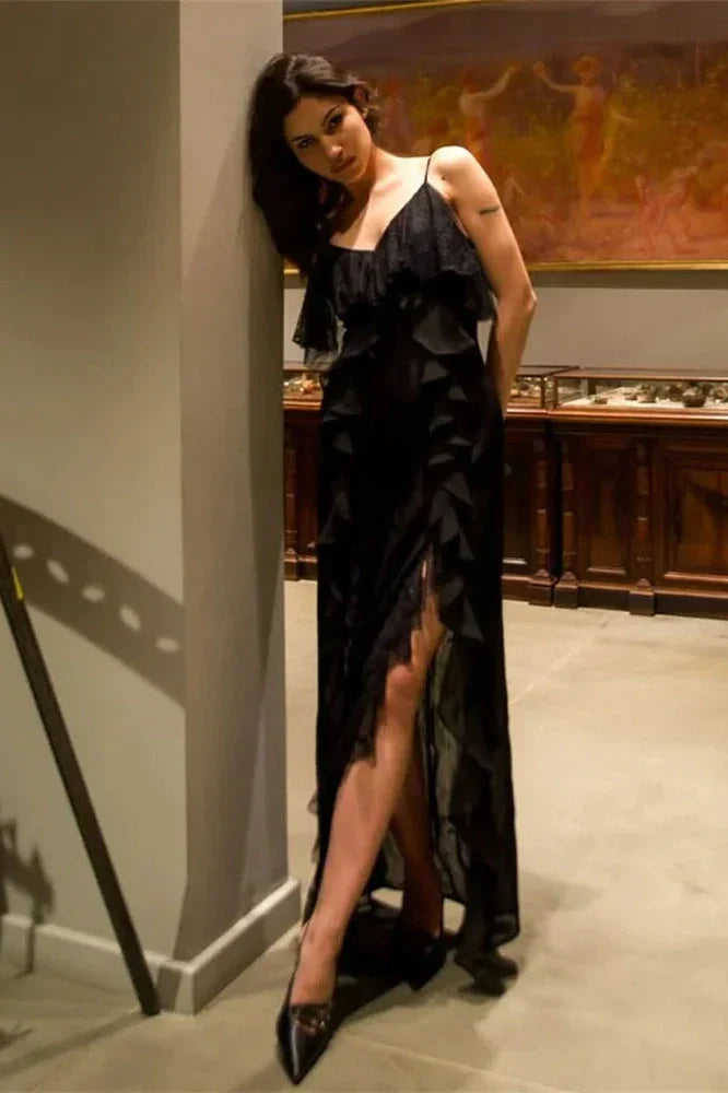 Spaghetti Straps Backless High Waist Maxi Dress