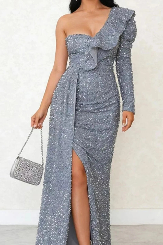 Glorol - Elegant Sleeveless Slim Slash Collar Maxi Dress