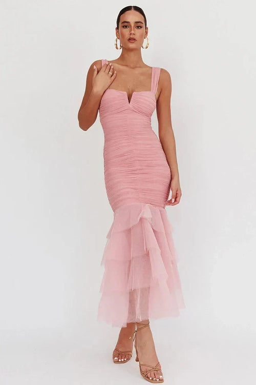 Backless Spaghetti Strap Sleeveless Bodycon Maxi Dress