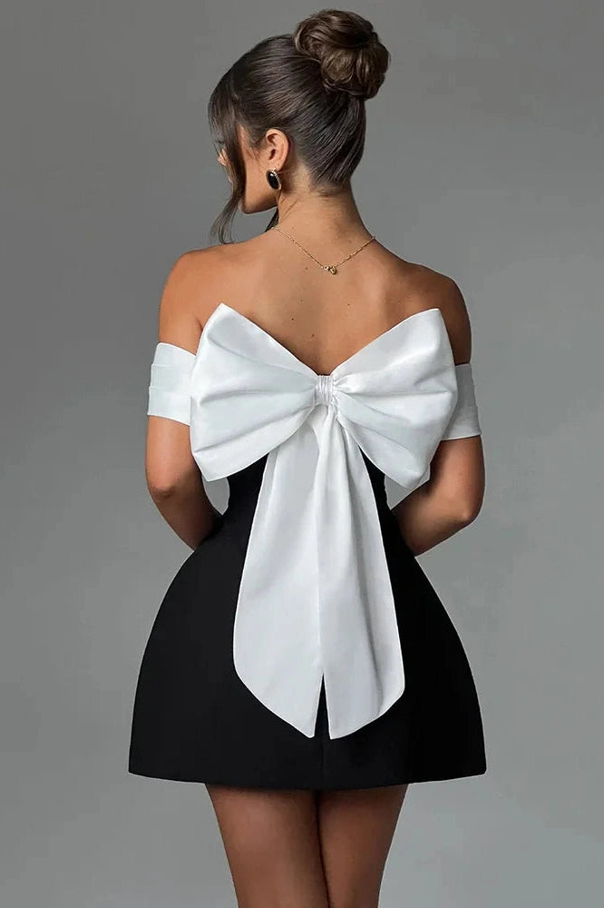 Glorol - Backless Off-Shoulder Strapless Sleeveless A-line Mini Dress