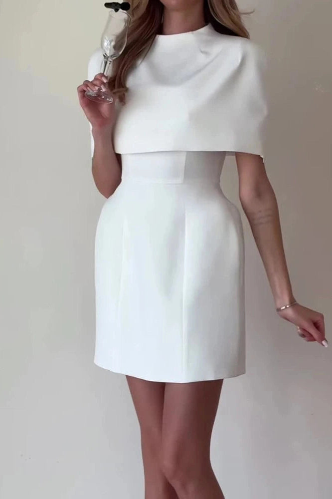 Glorol - Elegant High Waist A-Line Shawl Two-Piece Mini Dress