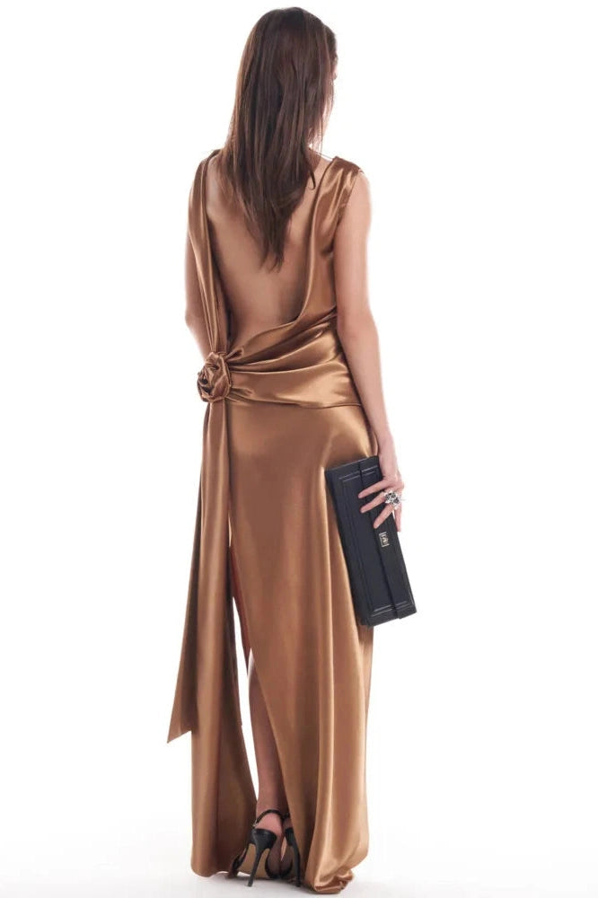 Glorol - Elegant Backless High Split Maxi Dress