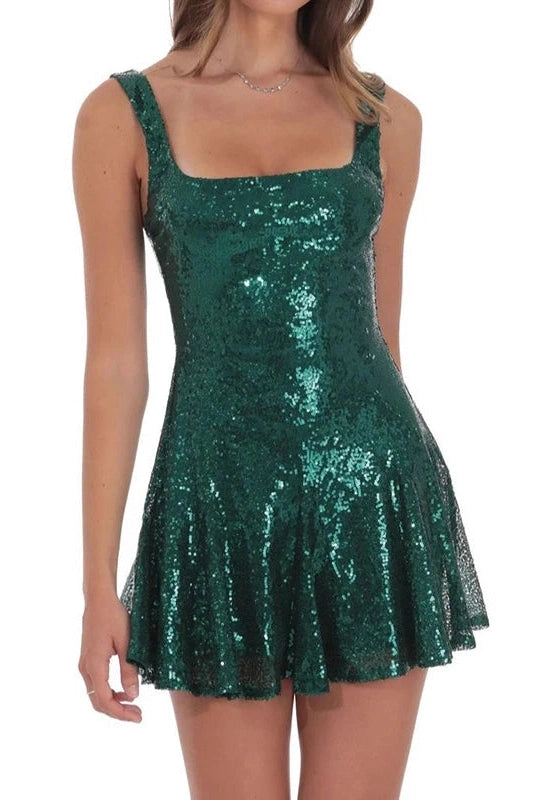 Glorol - Elegant U Collar Slim High Waist Mini Dress