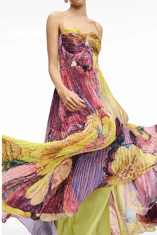 Glorol - Elegant Strapless Printed Sleeveless Off Shoulder High Waist Maxi Dress