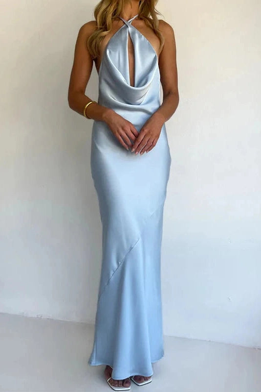 Glorol - Hollow Out Backless High Waist Slim Maxi Dress