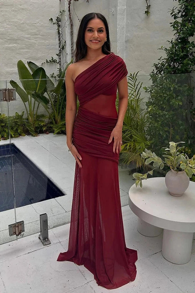 Glorol - Elegant Strapless See Through Slim Maxi Dress