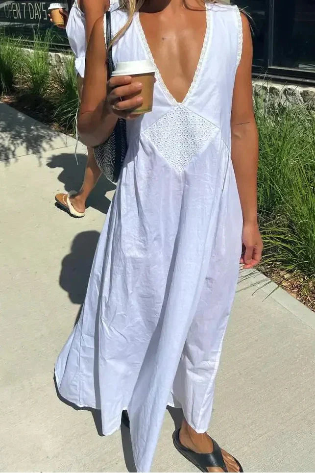 V-Neck Sleeveless Maxi Dress