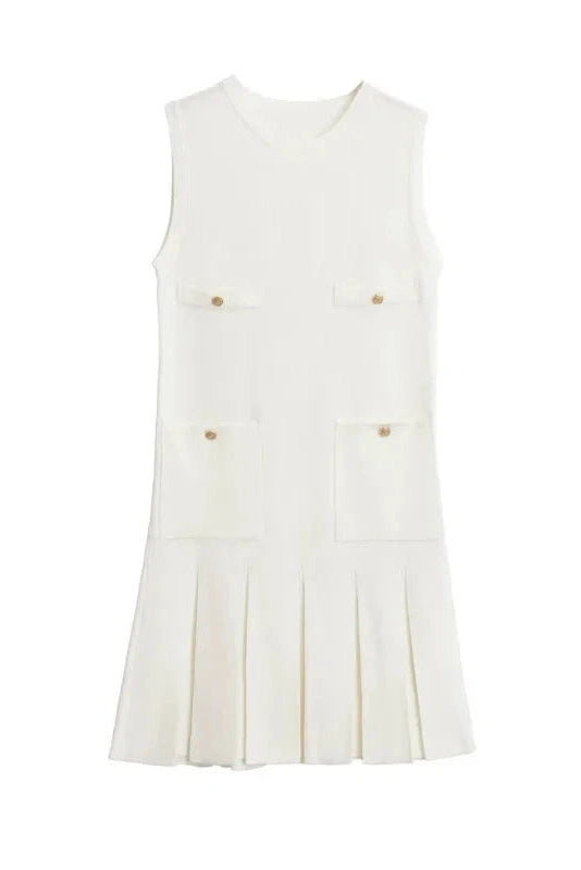 Glorol - Elegant Knitted Sleeveless High Waisted Mini Dress