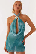 Glorol - Hollow Out Backless Off-Shoulder Sleeveless Mini Dress