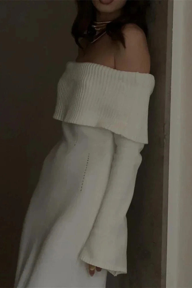 Glorol - Off-Shoulder High Waist Maxi Dress