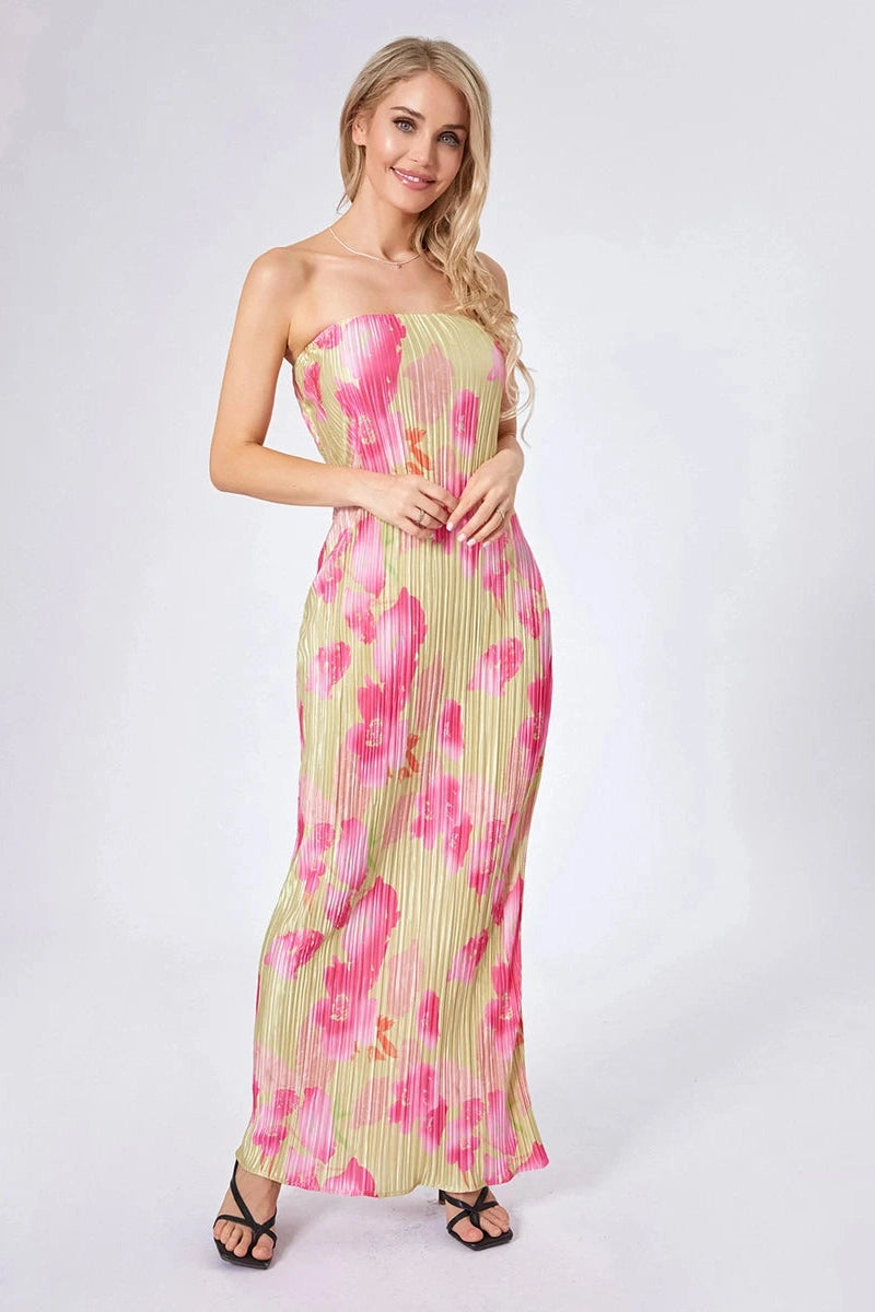 Glorol - Sleeveless Off-Shoulder Strapless Maxi Dress