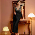 Glorol - Lace Patchwork V-Neck Backless Maxi Dress