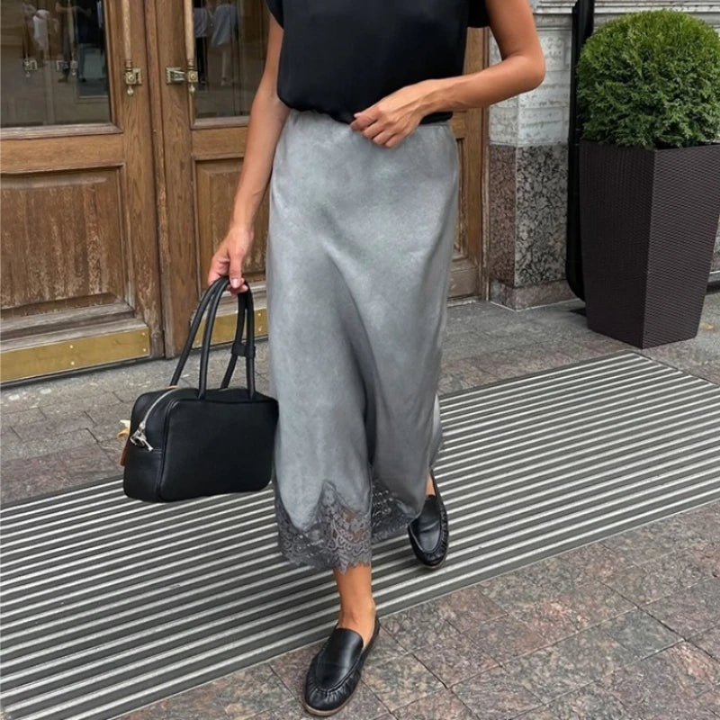 Glorol - High Waist Loose Leisure Lace Skirt