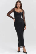 Glorol - Elegant Long Sleeve Strapless Backless Bodycon Maxi Dress