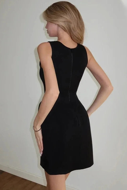 Glorol - Elegant Sleeveless Round-Neck Mini Dress