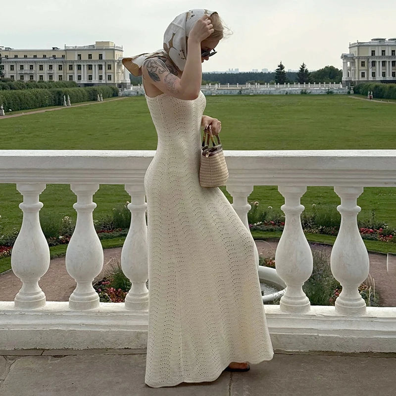 Glorol - Knitted Backless Slim Maxi Dress