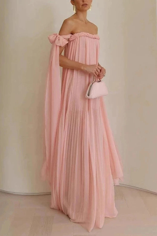 Glorol - Off-Shoulder High Waist Maxi Dress