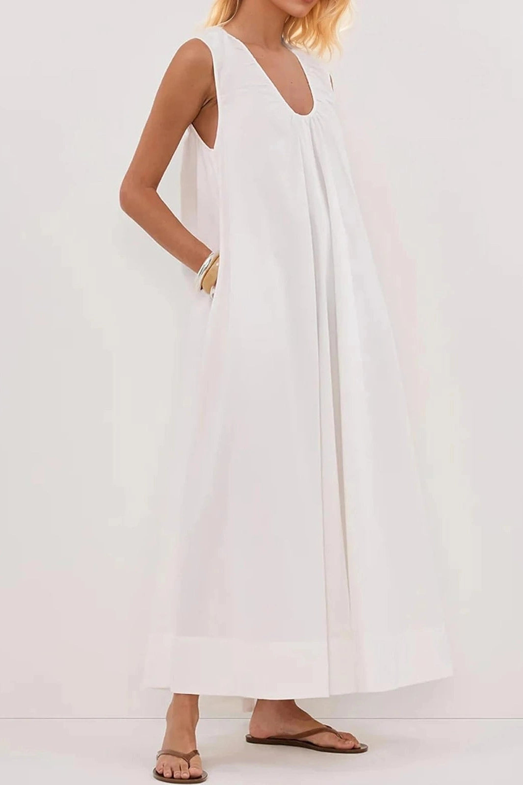 Glorol - Elegant Sleeveless Loose Maxi Dress