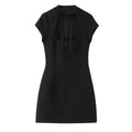 Glorol - Polka Dot Lace-Up Slim Mini Dress