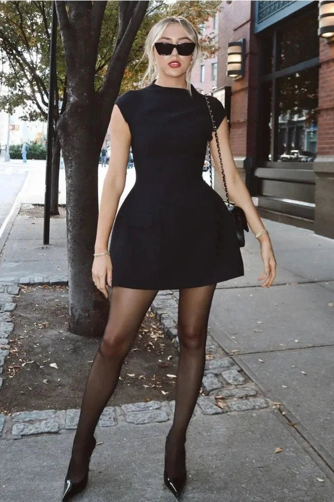 Glorol - Sleeveless High Waist Patchwork Mini Dress