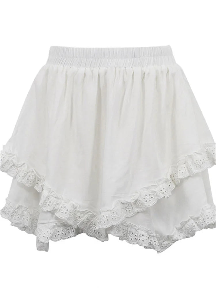 Glorol - High Waist Patchwork Lace Skirt