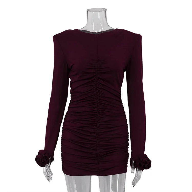 Glorol - Elegant Slim Long Sleeve Mini Dress