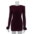 Glorol - Elegant Slim Long Sleeve Mini Dress