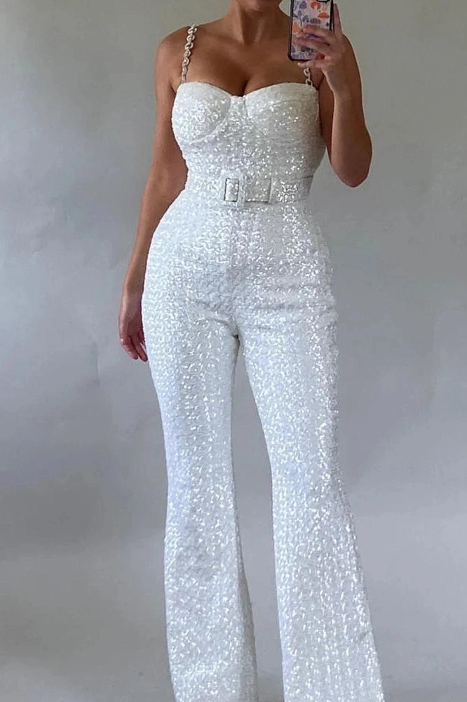 Glorol - Backless Sleeveless Slim Bodycon Jumpsuit