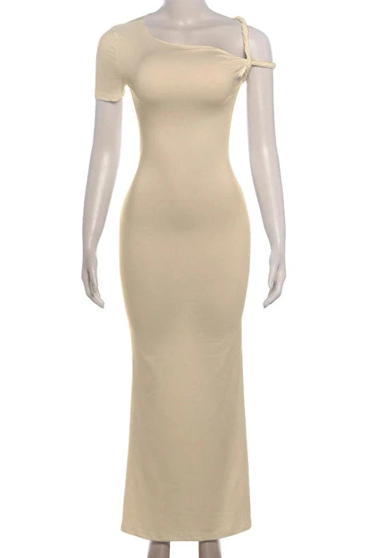 Glorol - One Shoulder Slim High Waist Sleeveless Bodycon Mini Dress