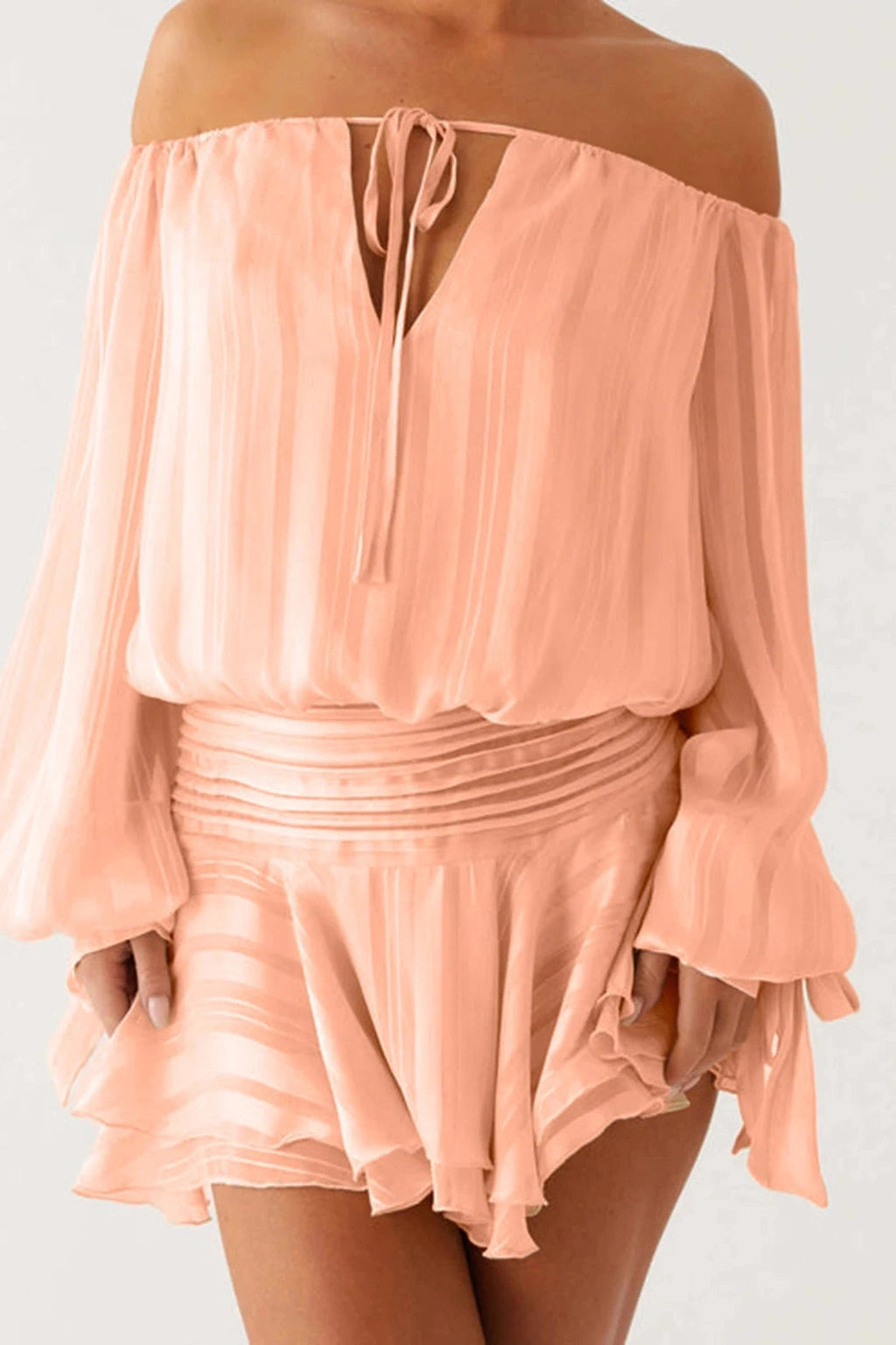 Glorol - Backless Strapless Long Sleeve Mini Dress