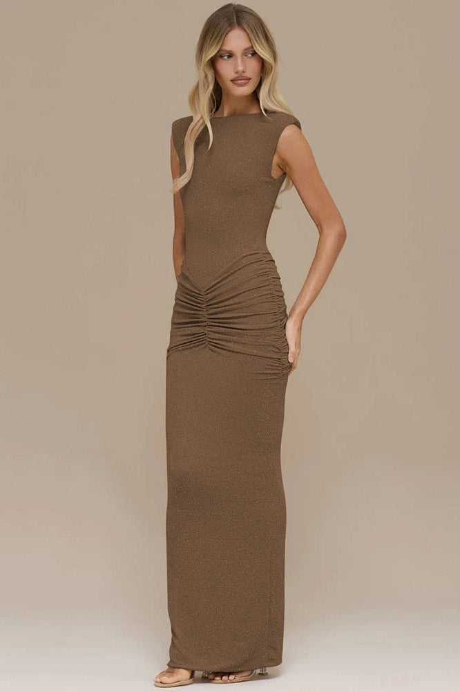 Glorol - Sleeveless O Neck High Waist Bodycon Maxi Dress