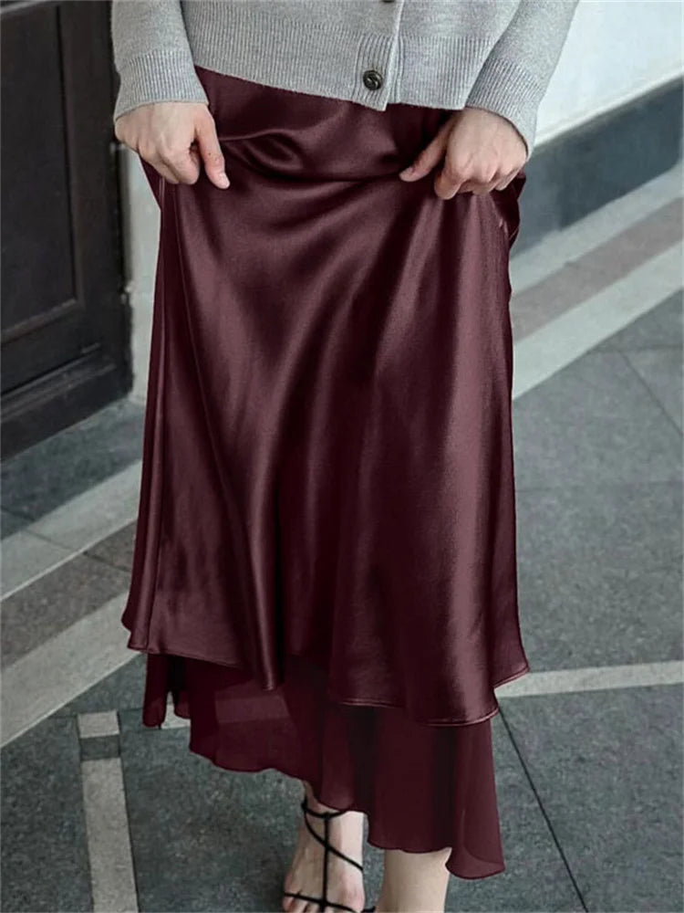 Glorol - Elegant High Waist Patchwork Skirt