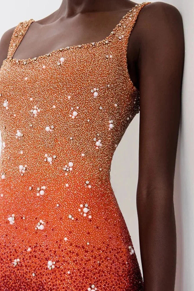 Glorol - Elegant Printed Sleeveless Slim Backless Mini Dress