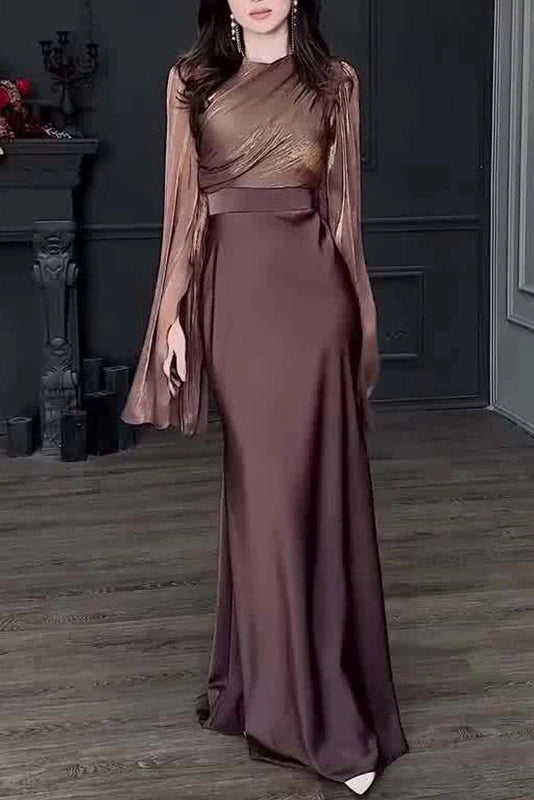 Glorol - Elegant Slim Long Sleeve High Waisted Maxi Dress