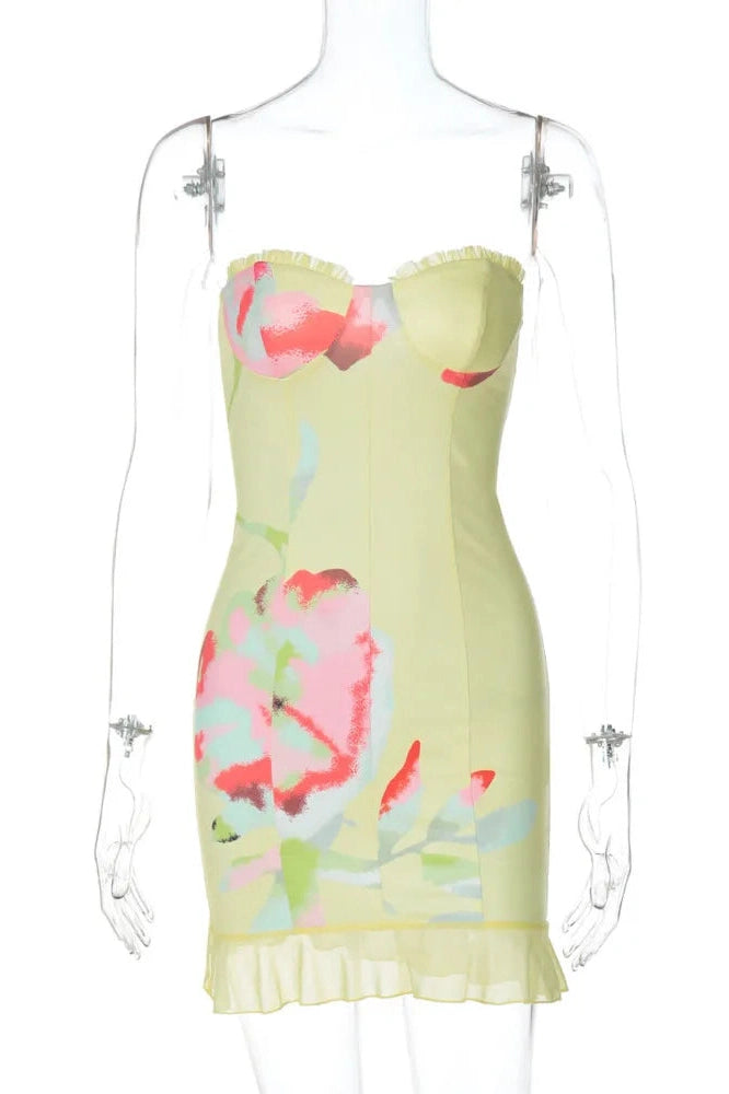 Glorol - Off-Shoulder Strapless Sleeveless Backless Mini Dress