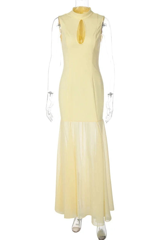 Glorol - Elegant Sleeveless Patchwork Maxi Dress