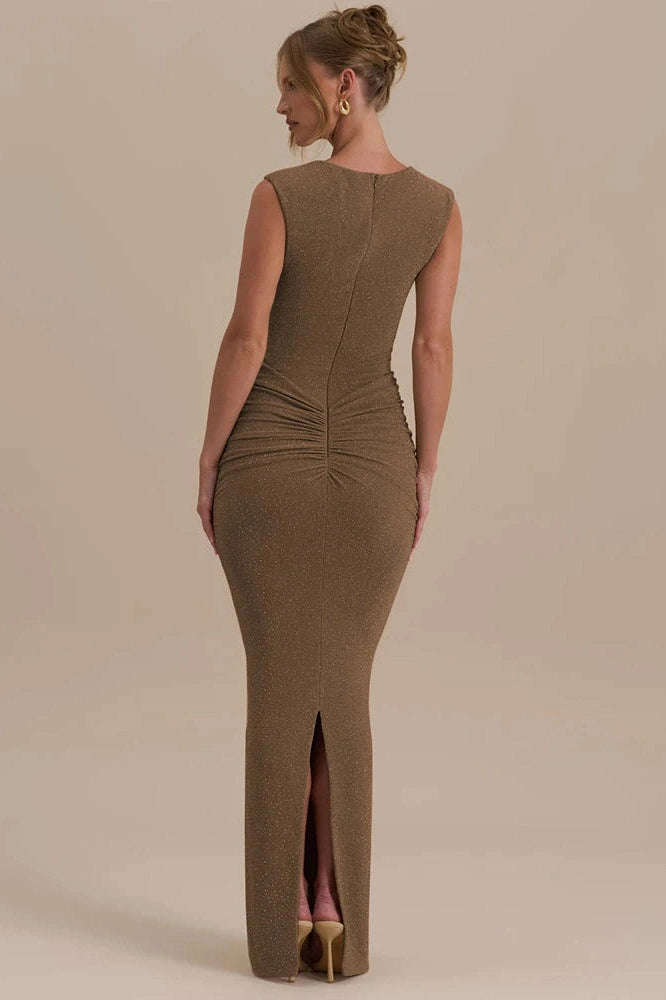 Glorol - Sleeveless O Neck High Waist Bodycon Maxi Dress