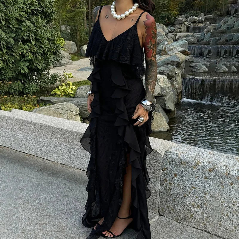 Glorol - Elegant Patchwork Sleeveless Maxi Dress