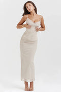 Glorol - Elegant Spaghetti Strap Sleeveless Backless Maxi Dress