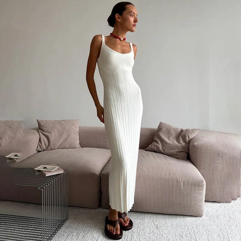 Glorol - Knitted Sleeveless Slim Maxi Dress