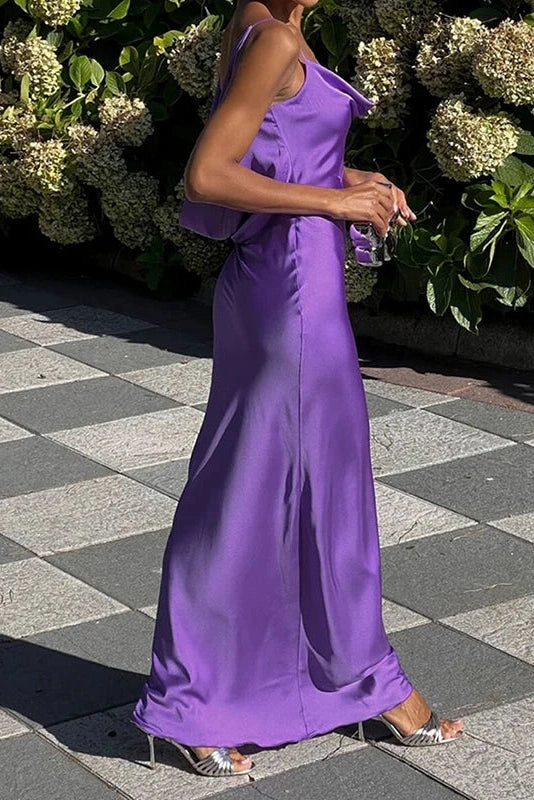 Glorol - Hollow Out High Waist V-Neck Backless Slim Maxi Dress
