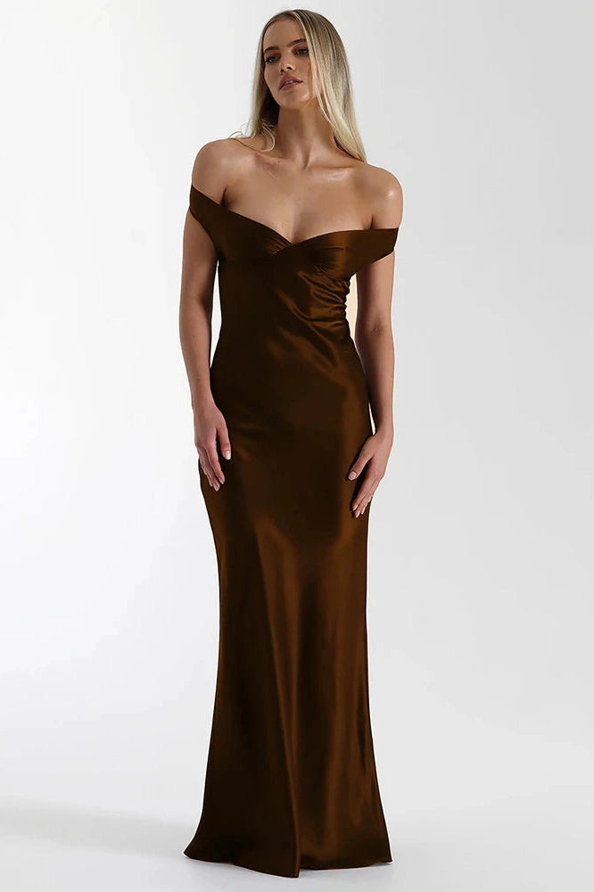 Glorol - Off-Shoulder Backless Strapless Sleeveless High Waist Maxi Dress