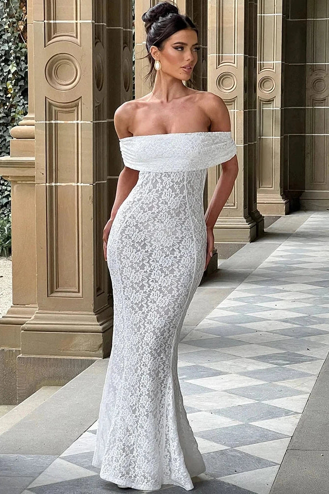 Glorol - Hollow Out Off-Shoulder Strapless Backless Sleeveless Maxi Dress