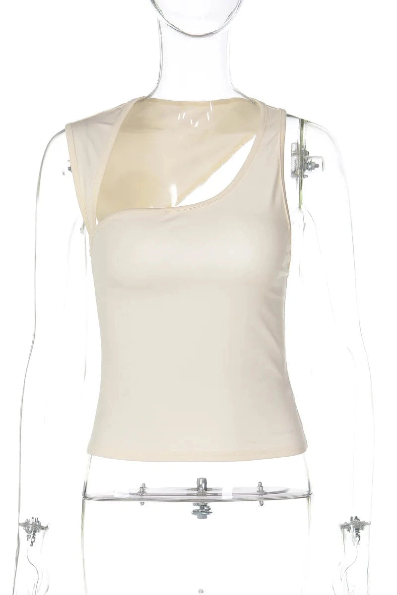 Glorol - Sleeveless Slim Irregular Top