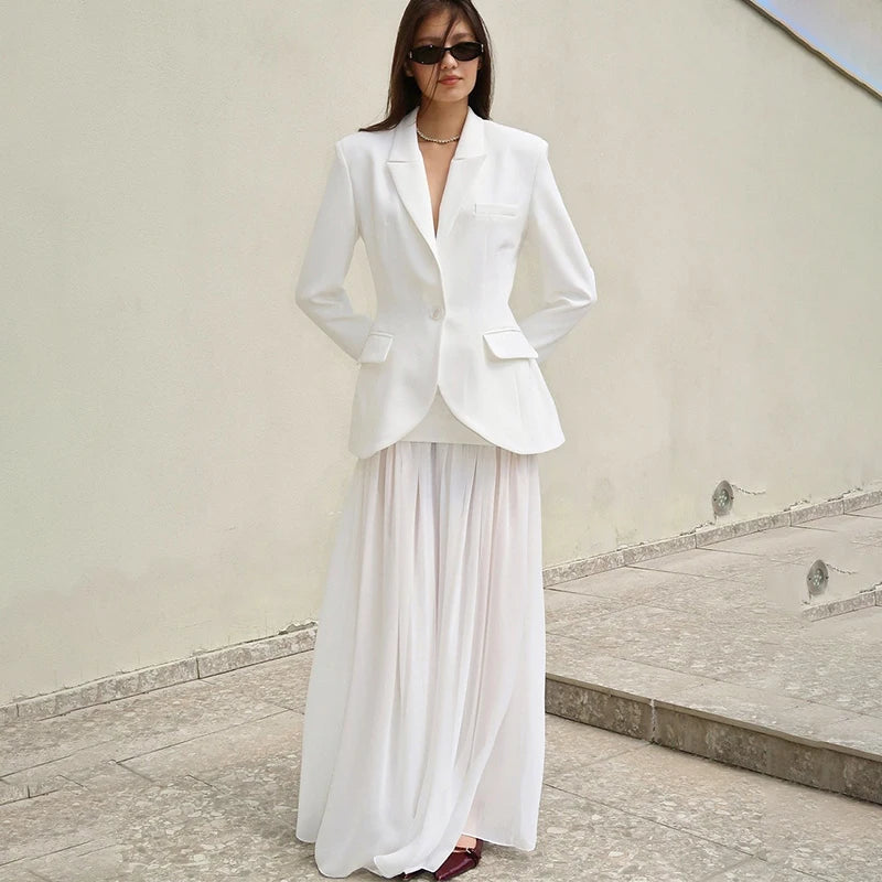 Glorol - Paneled High-Waisted Flowy Skirt