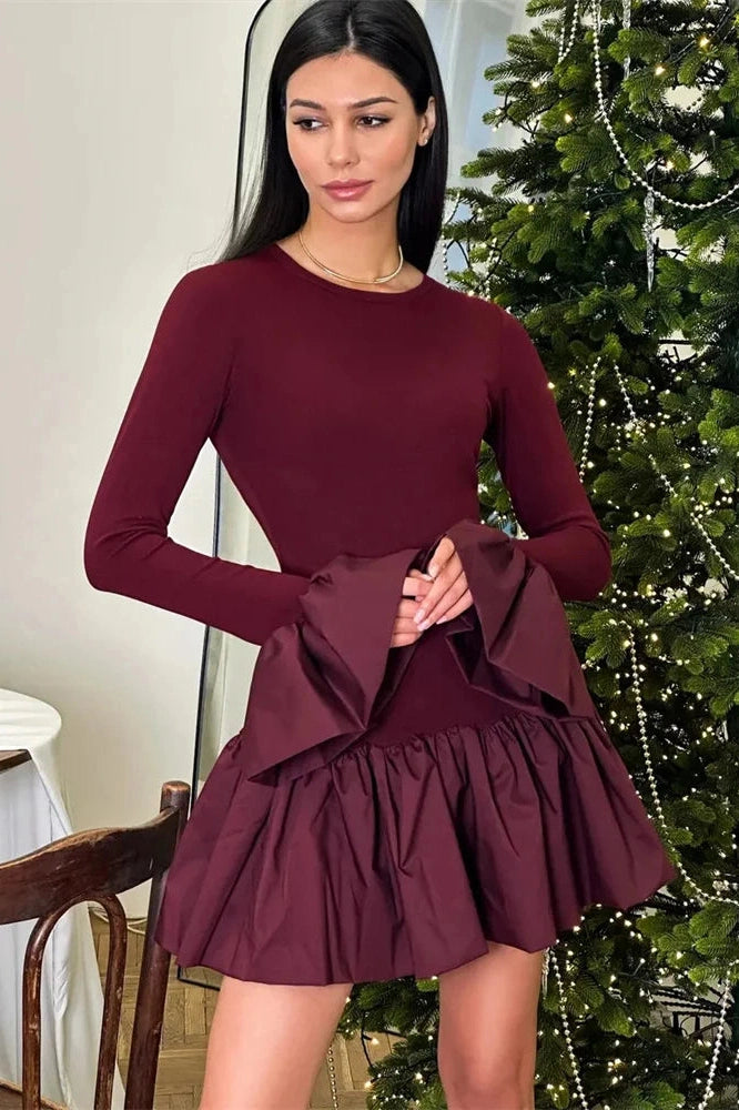 Glorol - Patchwork High Waist Slim Bodycon Mini Dress