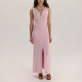 Glorol - Elegant V-Neck Sleeveless Patchwork Maxi Dress